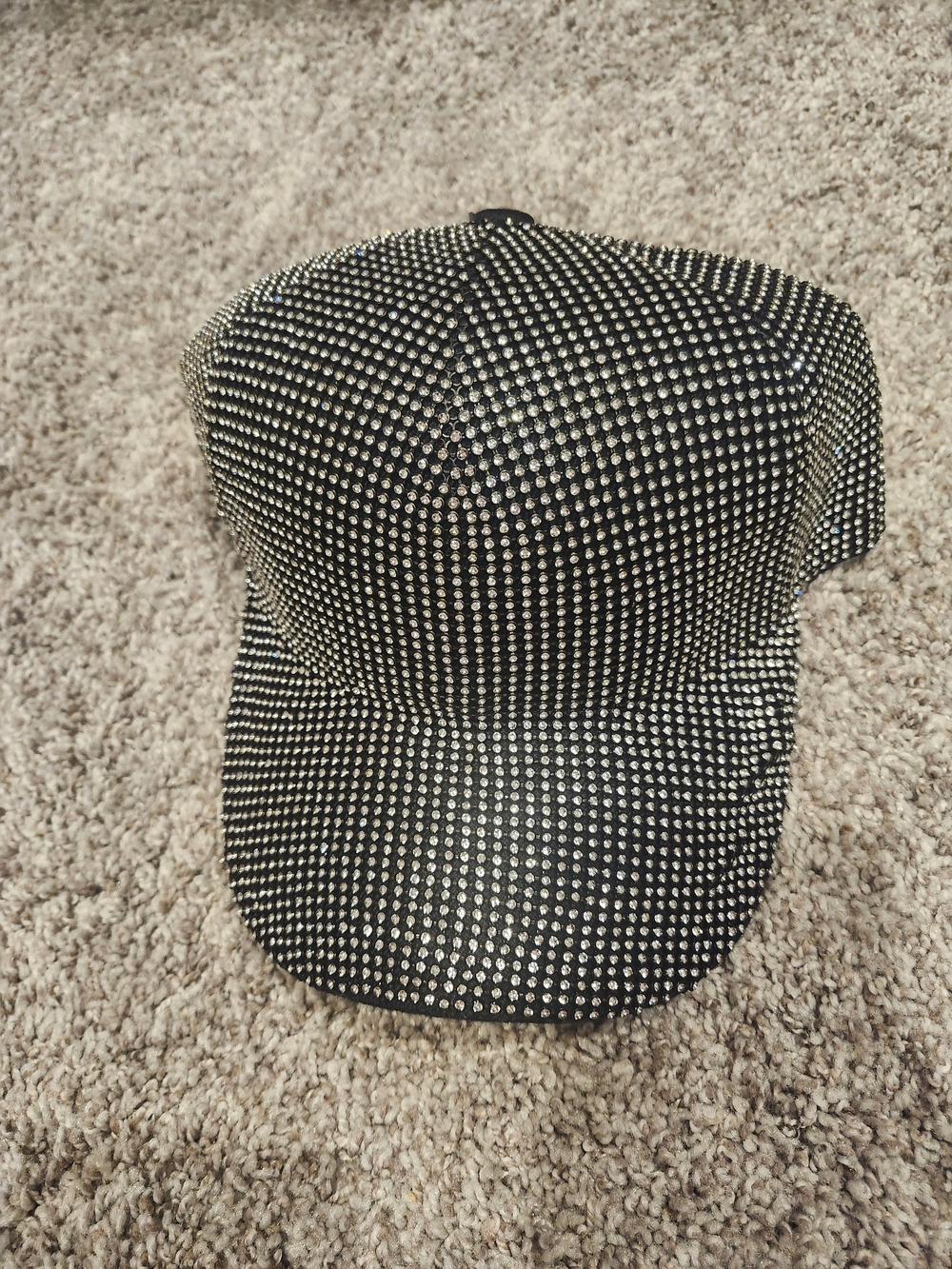 Women's Black Rhinestone Baseball Cap